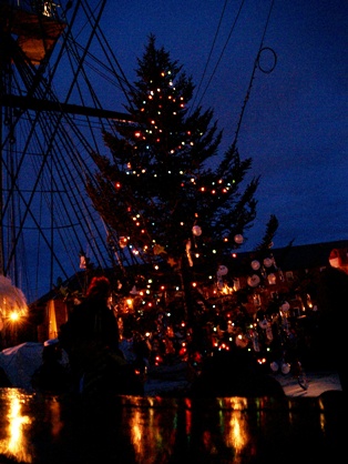 the Christmas tree on Old Ironsides